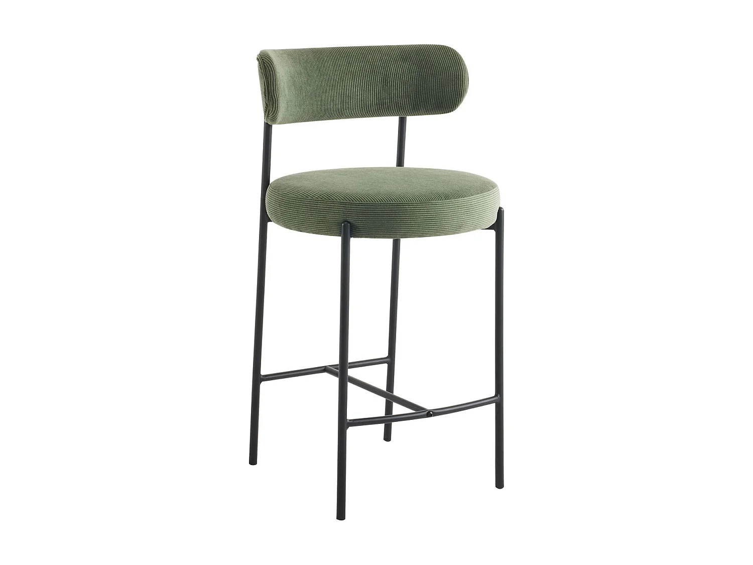 Lot de 2 tabourets de bar en velours côtelé vert - Evora