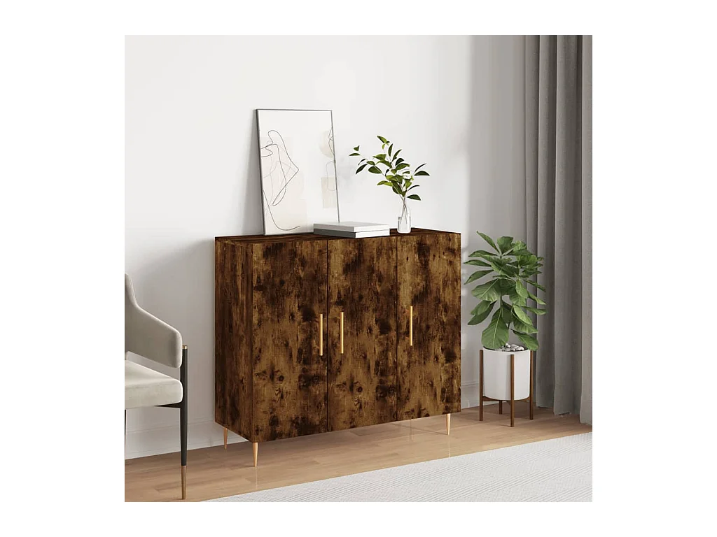 Buffet chêne fumé 90x34x80 cm bois d'ingénierie