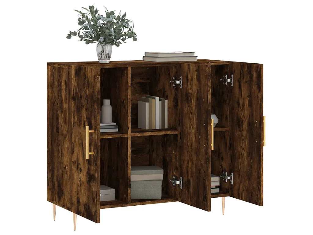 Credenza Rovere Fumo 90x34x80 cm in Legno Multistrato