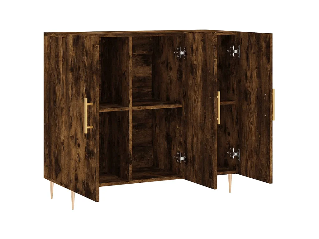 Credenza Rovere Fumo 90x34x80 cm in Legno Multistrato
