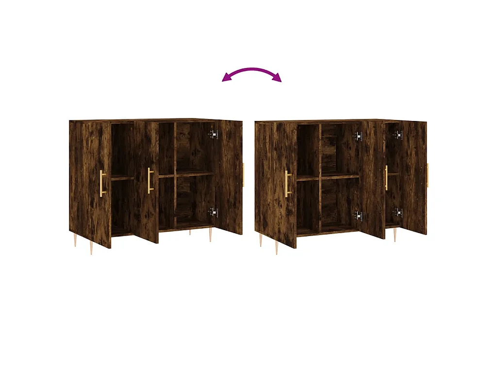 Credenza Rovere Fumo 90x34x80 cm in Legno Multistrato