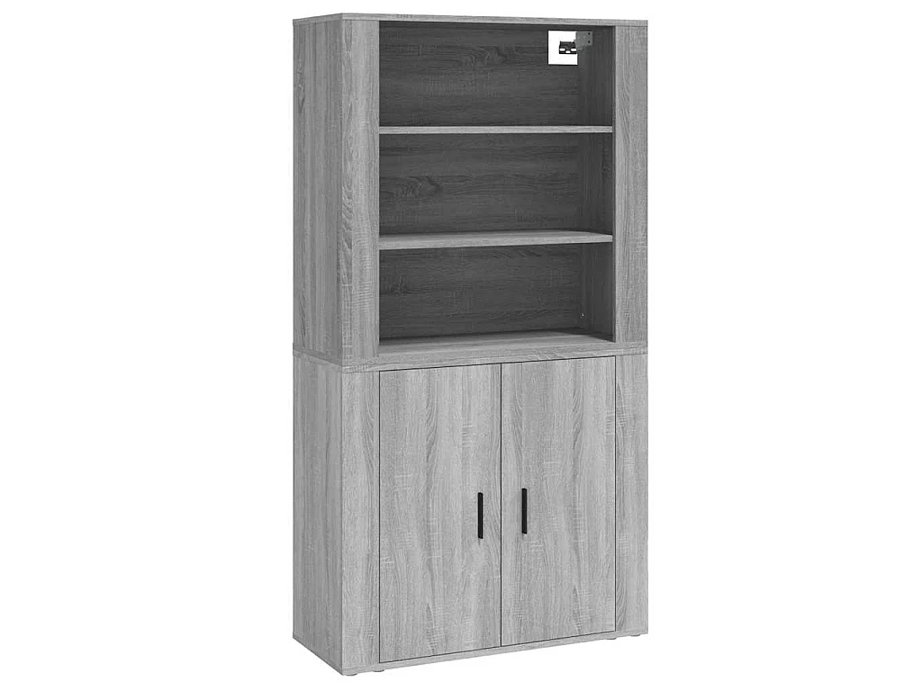 Hoge kast bewerkt hout grijs sonoma eikenkleurig