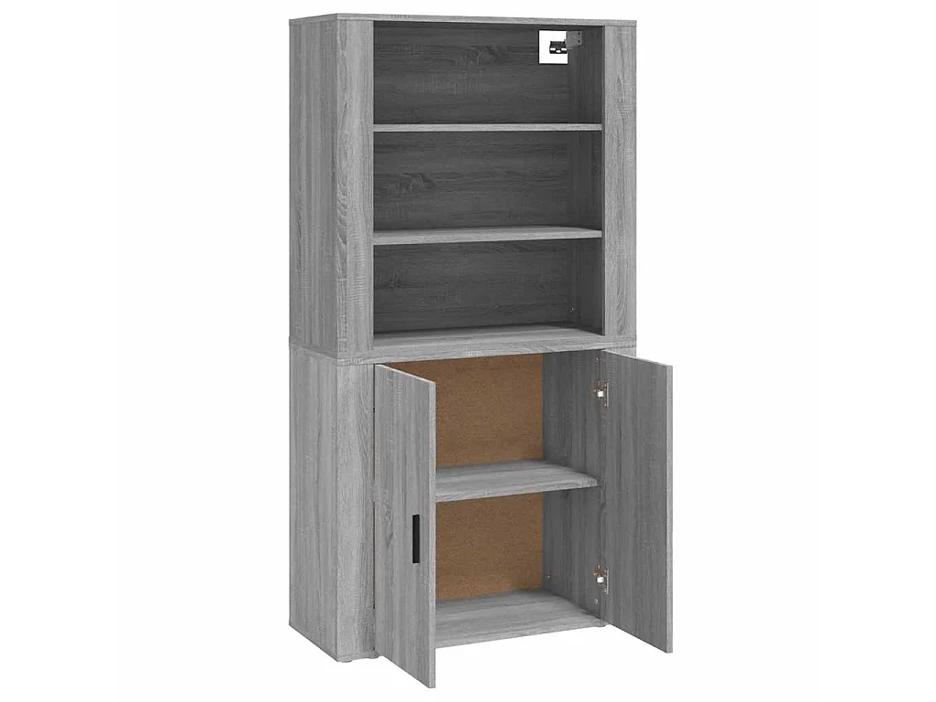 Hoge kast bewerkt hout grijs sonoma eikenkleurig