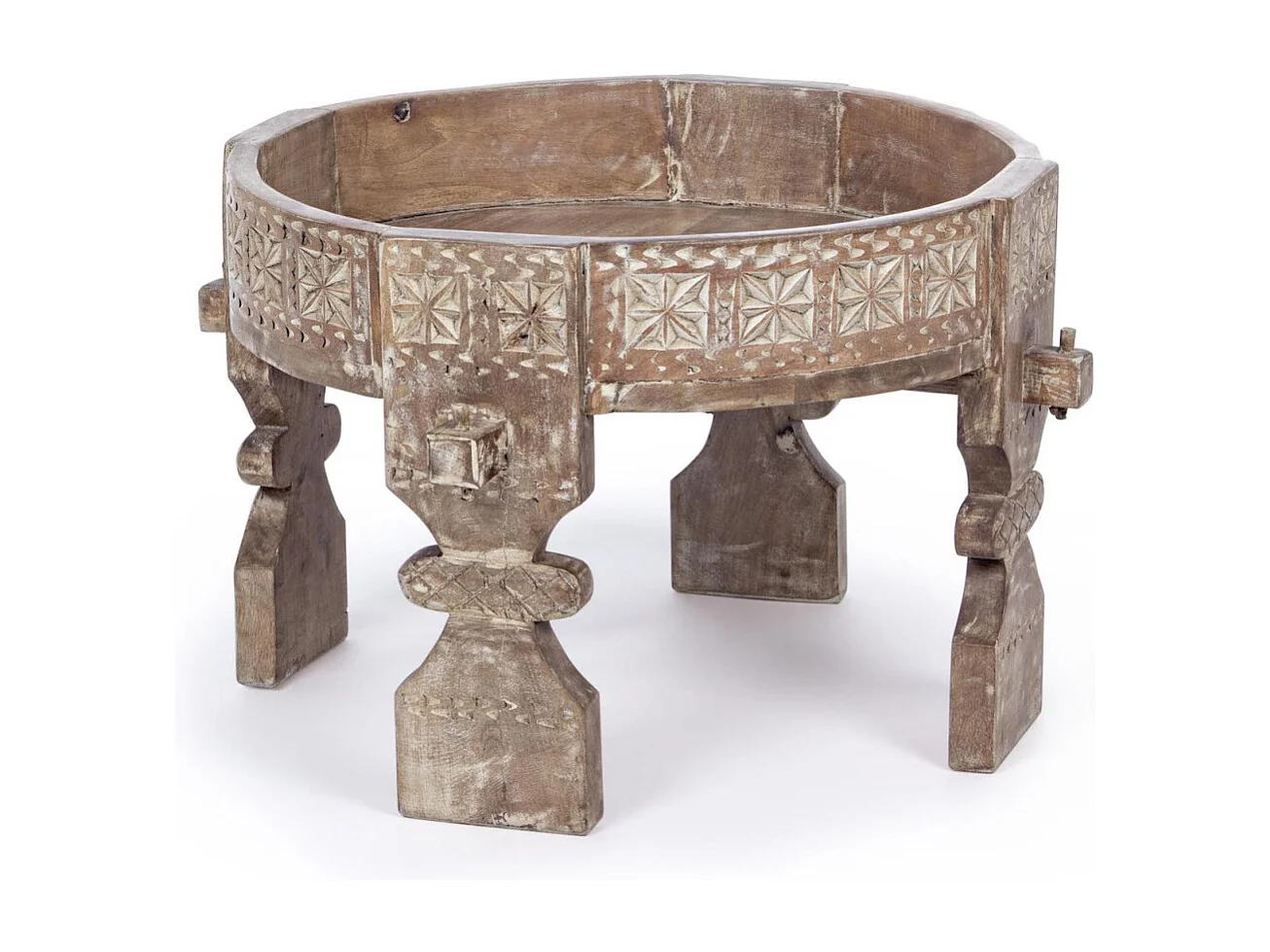 AMAYA - Table basse en bois sculpté marron clair