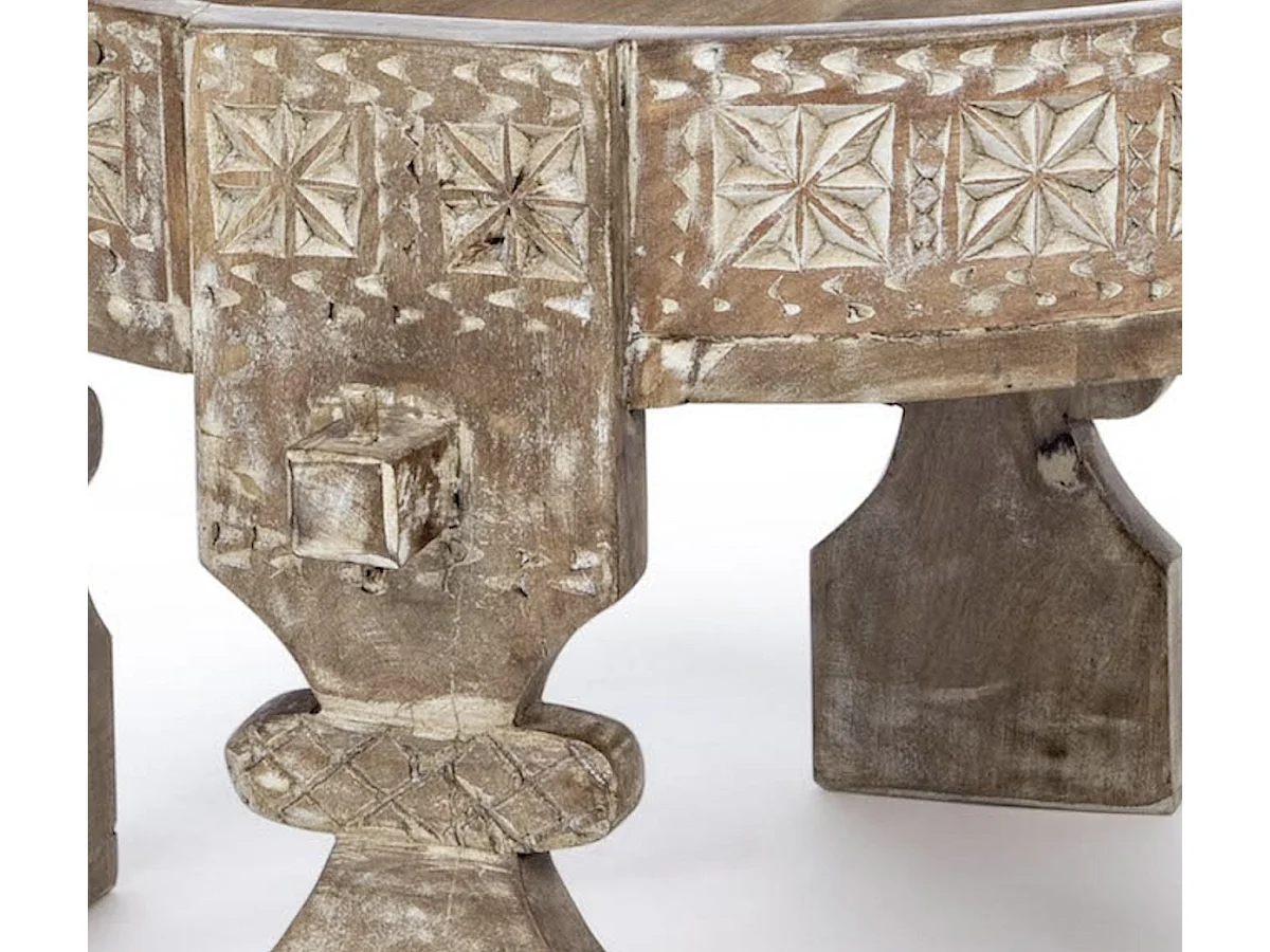 AMAYA - Table basse en bois sculpté marron clair