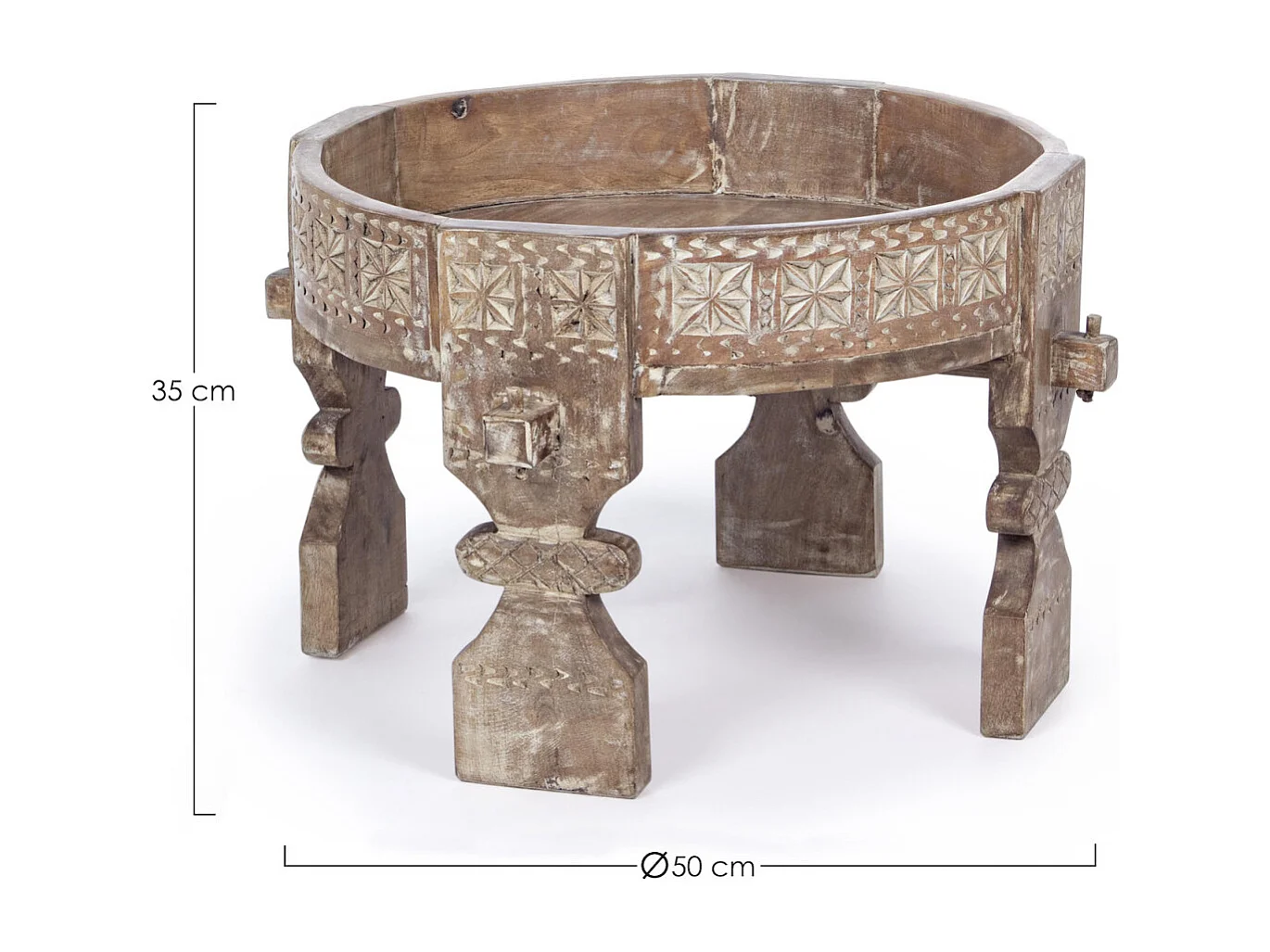 AMAYA - Table basse en bois sculpté marron clair