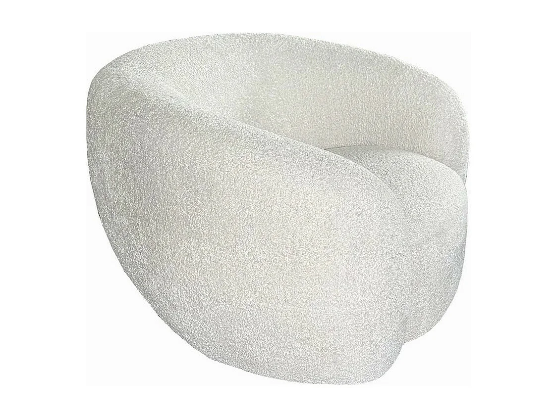 MOON - Fauteuil rotatif en tissu bouclette crème