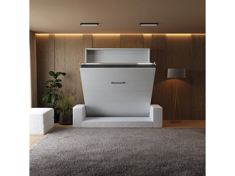 Lit escamotable 160x200cm Vertical Canapé Blanc Lit Mural SUP M1 Blanc mat