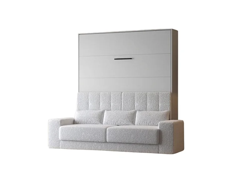 Lit escamotable 160x200cm Vertical Canapé Blanc Lit Mural SUP M1 Blanc mat