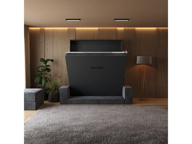 Lit escamotable 160x200cm Vertical Canapé Anthracite Lit Mural SUP M1 Anthracite