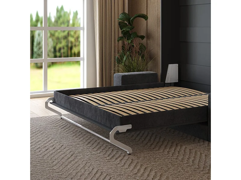 Lit escamotable 160x200cm Vertical Canapé Anthracite Lit Mural SUP M1 Anthracite