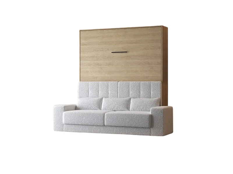Lit escamotable 160x200cm Vertical Canapé Blanc Lit Mural SUP M1 Chêne Kaiserberg
