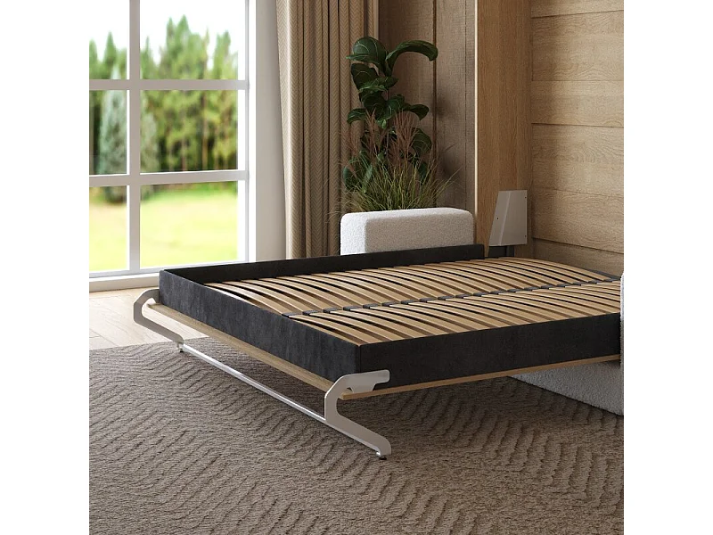 Lit escamotable 160x200cm Vertical Canapé Blanc Lit Mural SUP M1 Chêne Kaiserberg