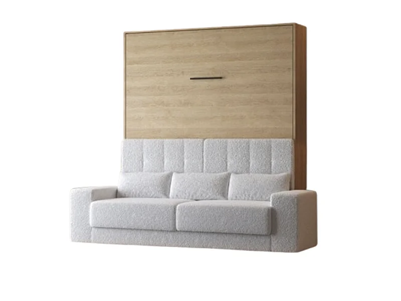 Lit escamotable 160x200cm Vertical Canapé Blanc Lit Mural SUP M1 Chêne Kaiserberg