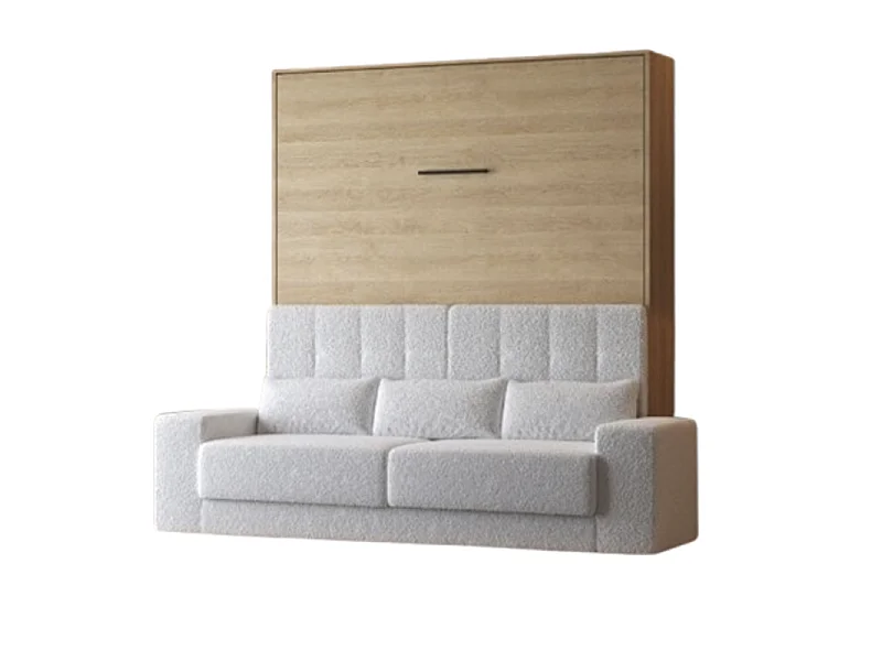 Lit escamotable 160x200cm Vertical Canapé Blanc Lit Mural SUP M1 Chêne Kaiserberg