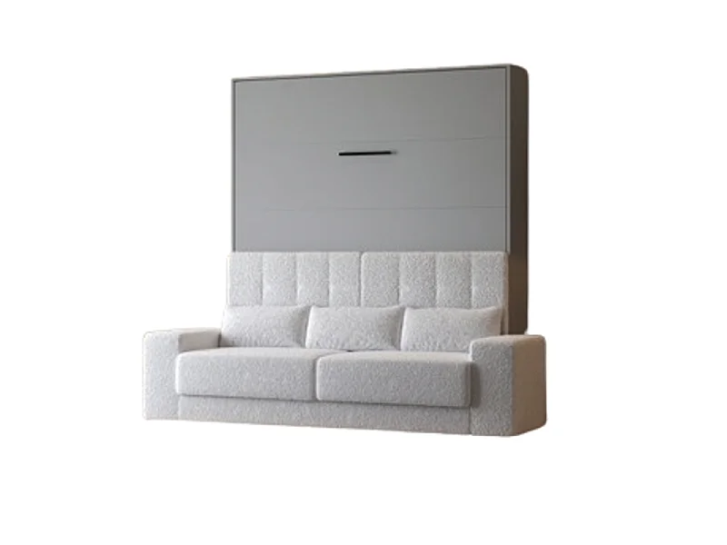 Lit escamotable 160x200cm Vertical Canapé Blanc Lit Mural SUP M1 Gris perle