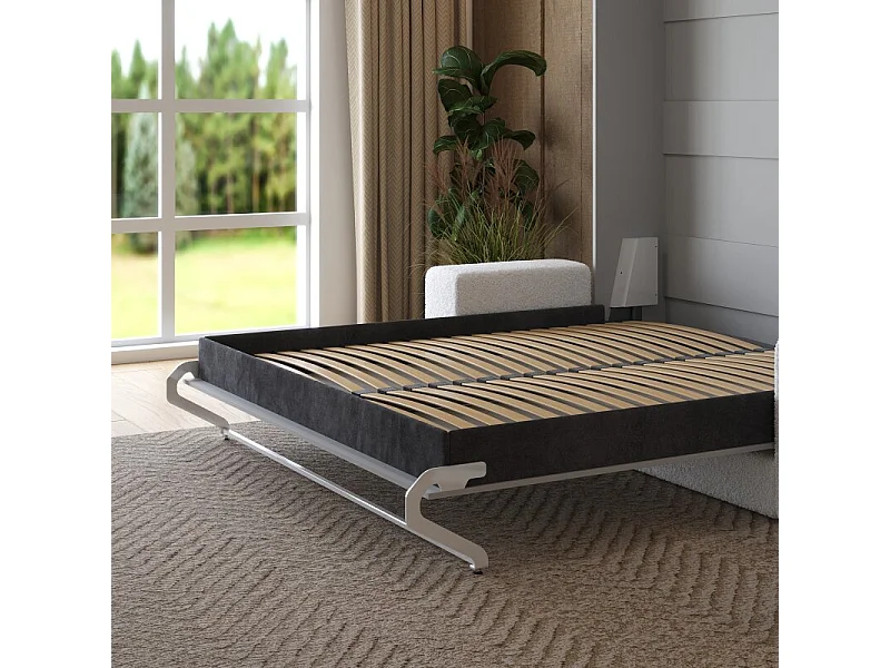 Lit escamotable 160x200cm Vertical Canapé Blanc Lit Mural SUP M1 Gris perle