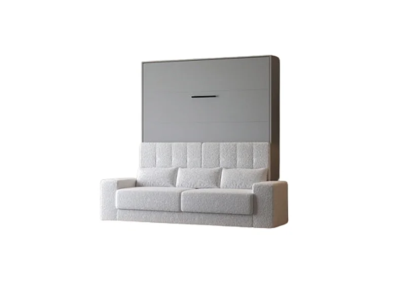 Lit escamotable 160x200cm Vertical Canapé Blanc Lit Mural SUP M1 Gris perle