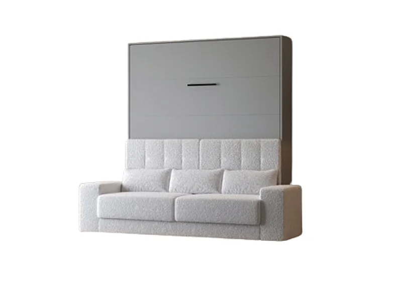 Lit escamotable 160x200cm Vertical Canapé Blanc Lit Mural SUP M1 Gris perle