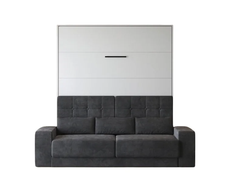 Lit escamotable 160x200cm Vertical Canapé Anthracite Lit Mural SUP M1 Blanc mat
