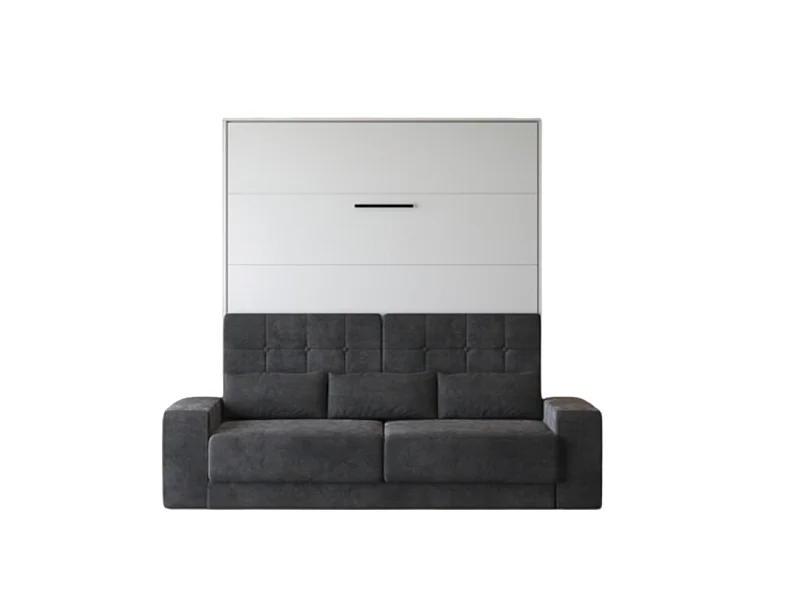 Lit escamotable 160x200cm Vertical Canapé Anthracite Lit Mural SUP M1 Blanc mat