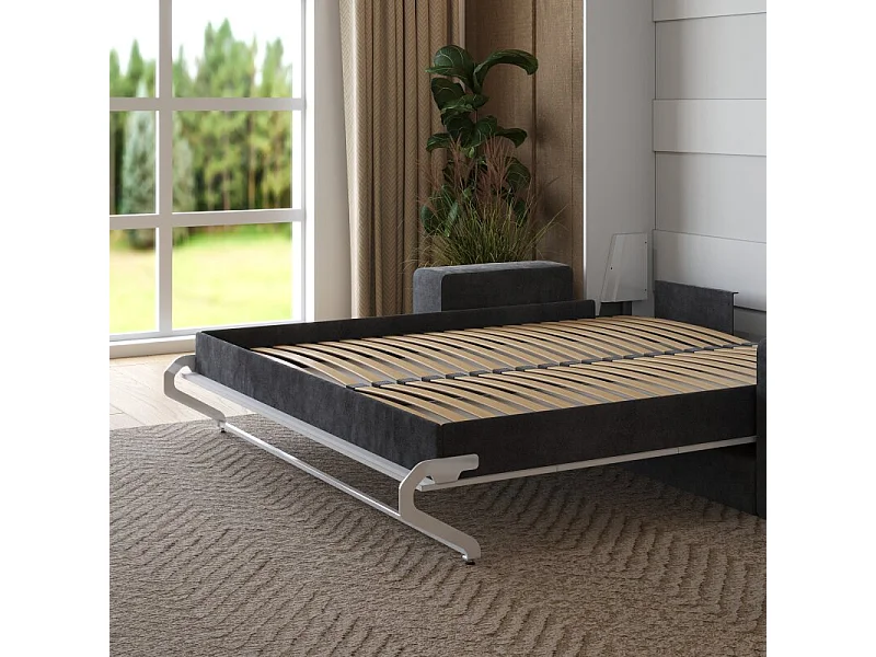Lit escamotable 160x200cm Vertical Canapé Anthracite Lit Mural SUP M1 Blanc mat