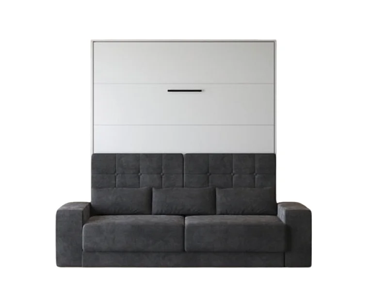 Lit escamotable 160x200cm Vertical Canapé Anthracite Lit Mural SUP M1 Blanc mat