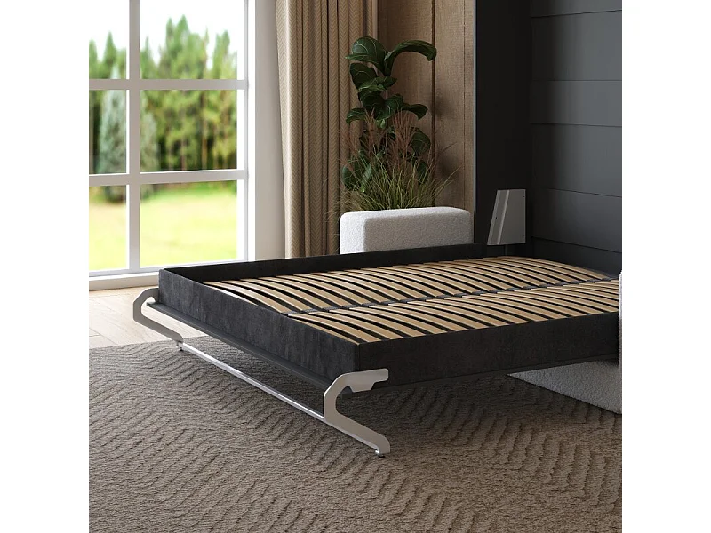 Lit escamotable 160x200cm Vertical Canapé Blanc Lit Mural SUP M1 Anthracite