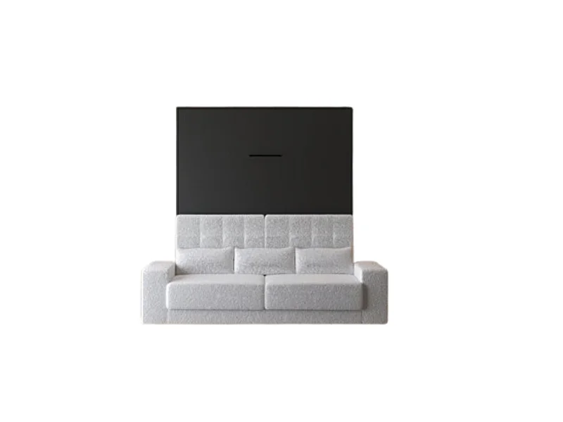 Lit escamotable 160x200cm Vertical Canapé Blanc Lit Mural SUP M1 Anthracite