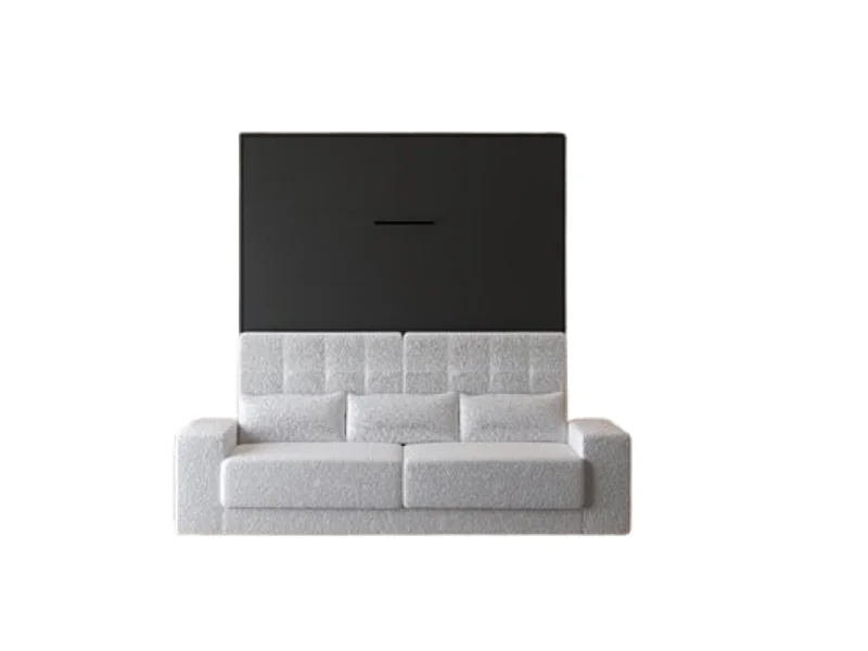 Lit escamotable 160x200cm Vertical Canapé Blanc Lit Mural SUP M1 Anthracite