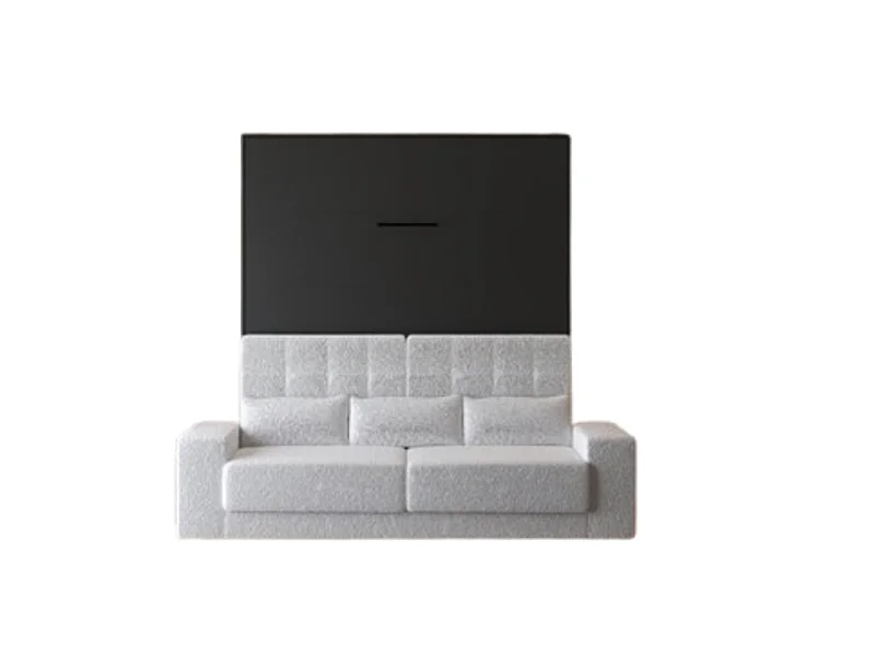 Lit escamotable 160x200cm Vertical Canapé Blanc Lit Mural SUP M1 Anthracite