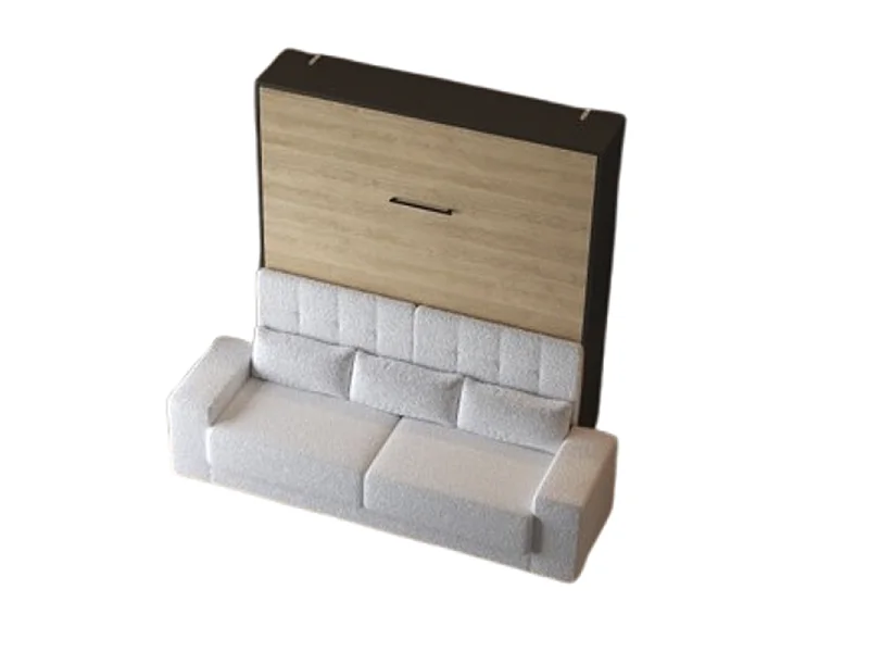Lit escamotable 160x200cm Vertical Canapé Blanc Lit Mural SUP M1 Anthracite/Chêne Kaiserberg
