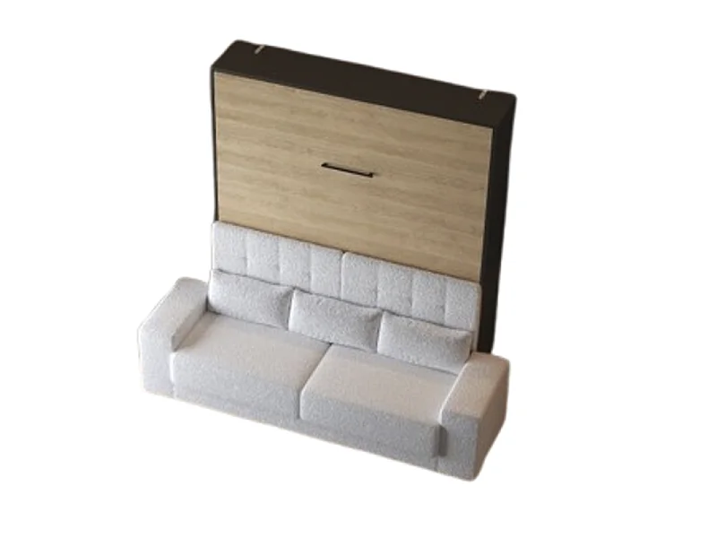 Lit escamotable 160x200cm Vertical Canapé Blanc Lit Mural SUP M1 Anthracite/Chêne Kaiserberg