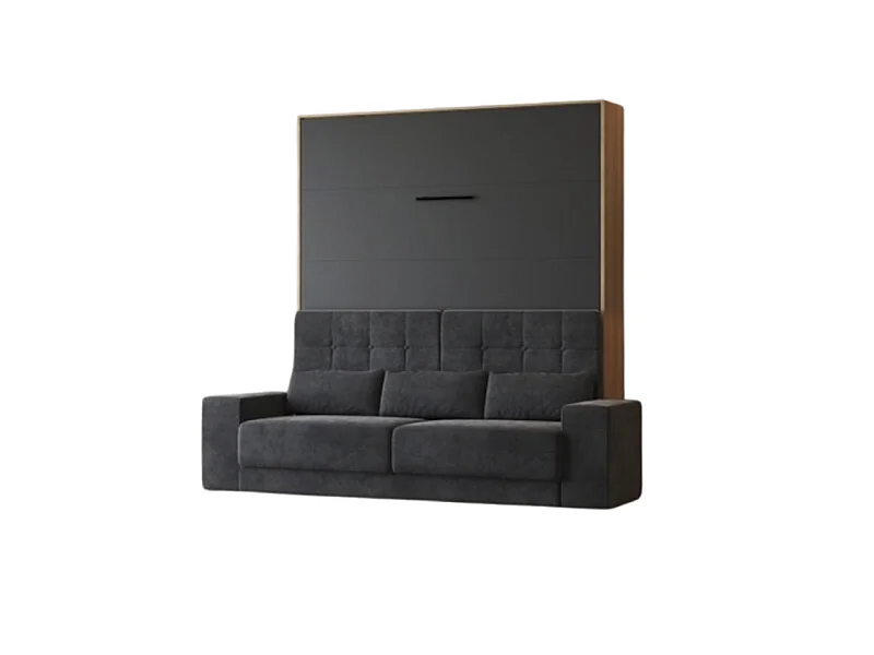 Lit escamotable 160x200cm Vertical Canapé Anthracite Lit Mural SUP M1 Chêne Kaiserberg/Anthracite