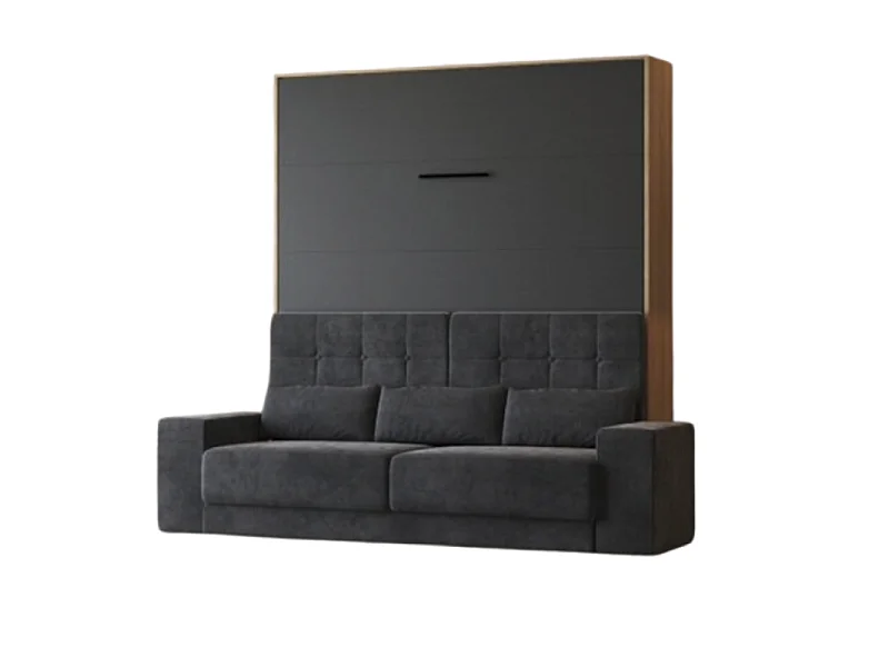 Lit escamotable 160x200cm Vertical Canapé Anthracite Lit Mural SUP M1 Chêne Kaiserberg/Anthracite