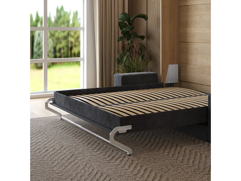 Lit escamotable 160x200cm Vertical Canapé Anthracite Lit Mural SUP M1 Chêne Kaiserberg/Anthracite