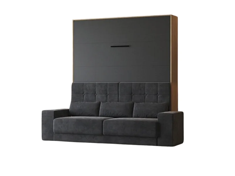 Lit escamotable 160x200cm Vertical Canapé Anthracite Lit Mural SUP M1 Chêne Kaiserberg/Anthracite