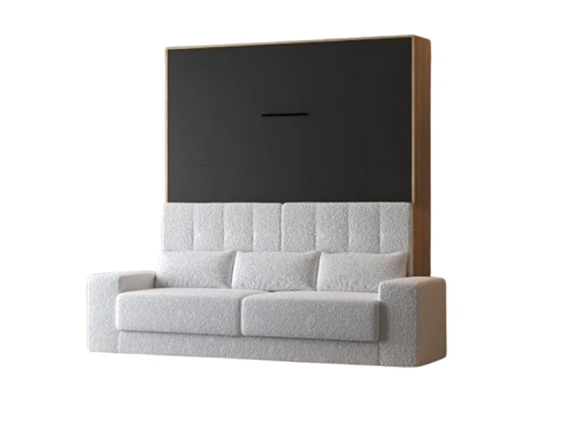 Lit escamotable 160x200cm Vertical Canapé Blanc Lit Mural SUP M1 Chêne Kaiserberg/Anthracite