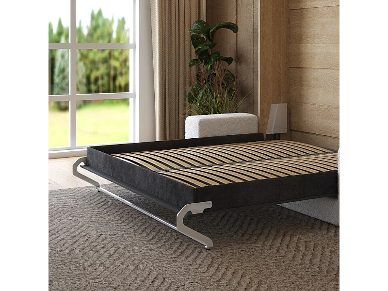 Lit escamotable 160x200cm Vertical Canapé Blanc Lit Mural SUP M1 Chêne Kaiserberg/Anthracite