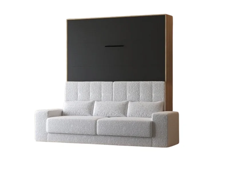 Lit escamotable 160x200cm Vertical Canapé Blanc Lit Mural SUP M1 Chêne Kaiserberg/Anthracite
