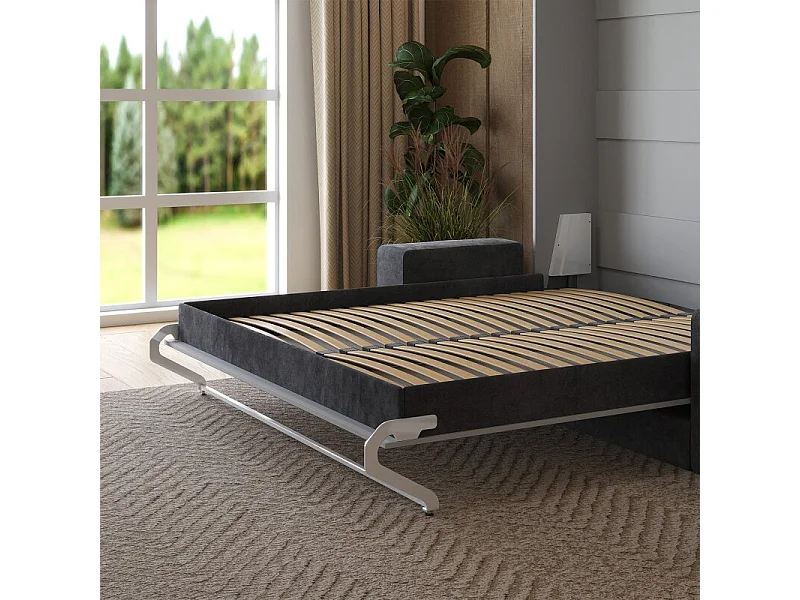 Lit escamotable 160x200cm Vertical Canapé Anthracite Lit Mural SUP M1 Gris perle