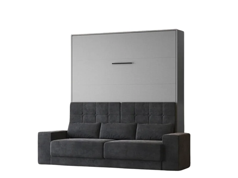 Lit escamotable 160x200cm Vertical Canapé Anthracite Lit Mural SUP M1 Gris perle