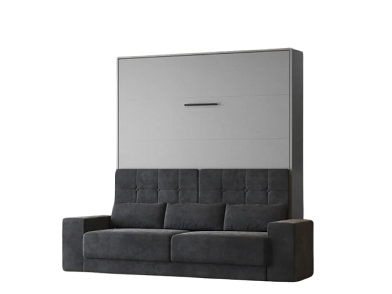 Lit escamotable 160x200cm Vertical Canapé Anthracite Lit Mural SUP M1 Gris perle