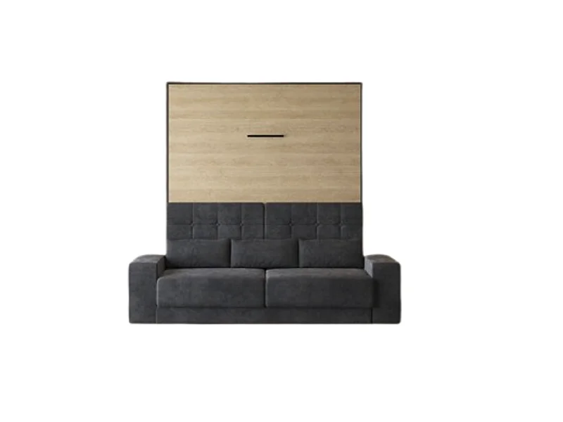 Lit escamotable 160x200cm Vertical Canapé Anthracite Lit Mural SUP M1 Anthracite/Chêne Kaiserberg