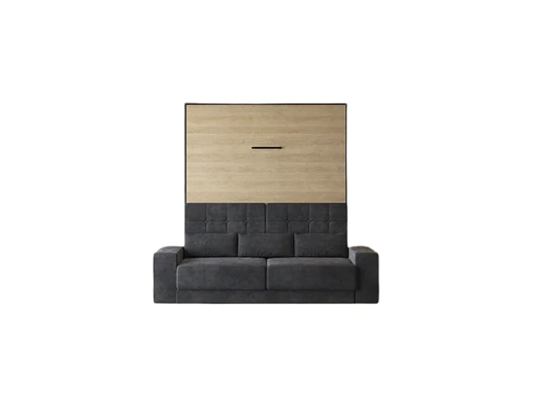 Lit escamotable 160x200cm Vertical Canapé Anthracite Lit Mural SUP M1 Anthracite/Chêne Kaiserberg