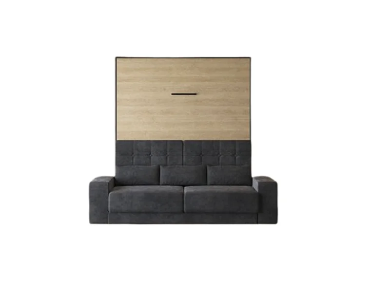 Lit escamotable 160x200cm Vertical Canapé Anthracite Lit Mural SUP M1 Anthracite/Chêne Kaiserberg
