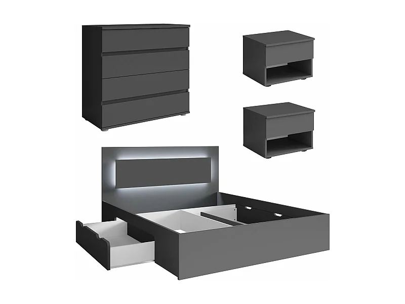 SCHLAFZIMMER-SET Fino graphit 4-teilig