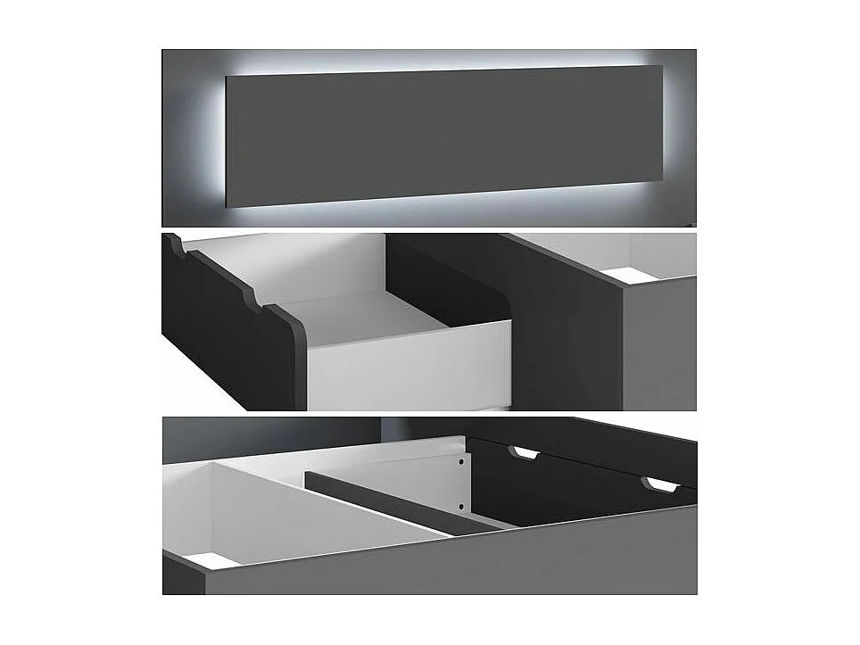 SCHLAFZIMMER-SET Fino mit Lattenrahmen graphit 4-teilig