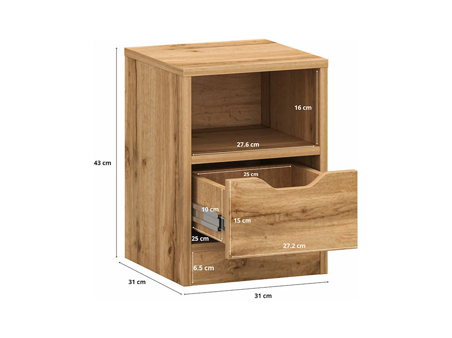 Nachttisch T02 Wotan Eiche 31 / 31 / 43cm