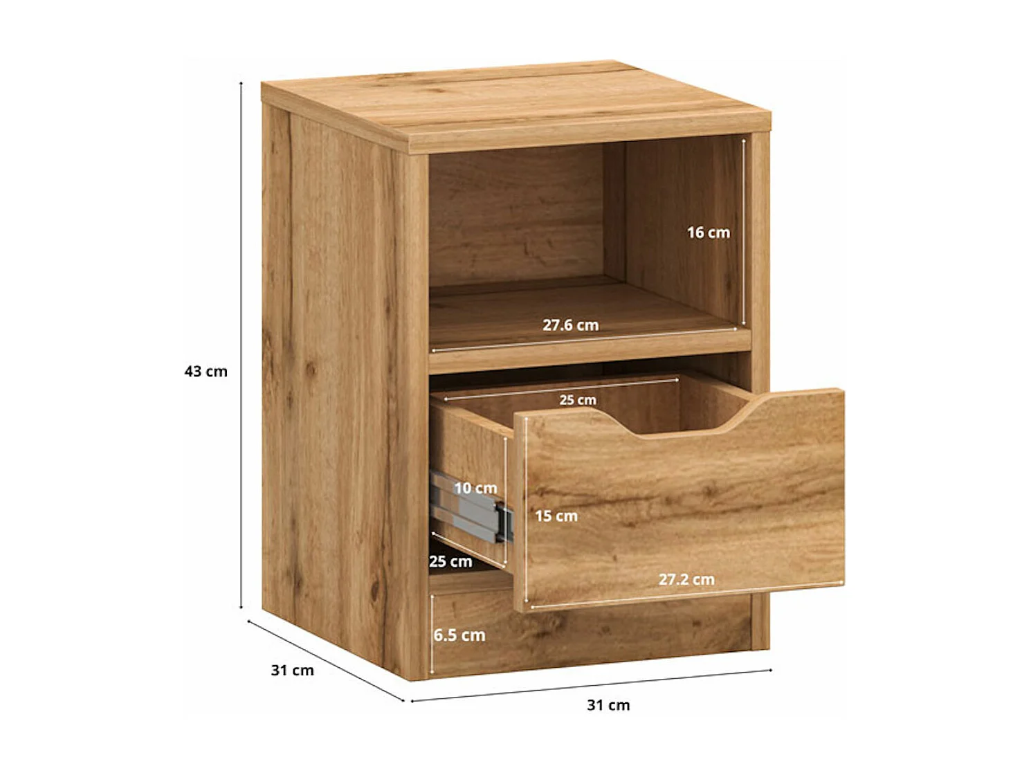 Nachttisch T02 Wotan Eiche 31 / 31 / 43cm